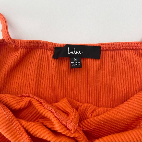 Lulus Fiery Red/Orange Spaghetti Strap Crop Top - Picture 6 of 8